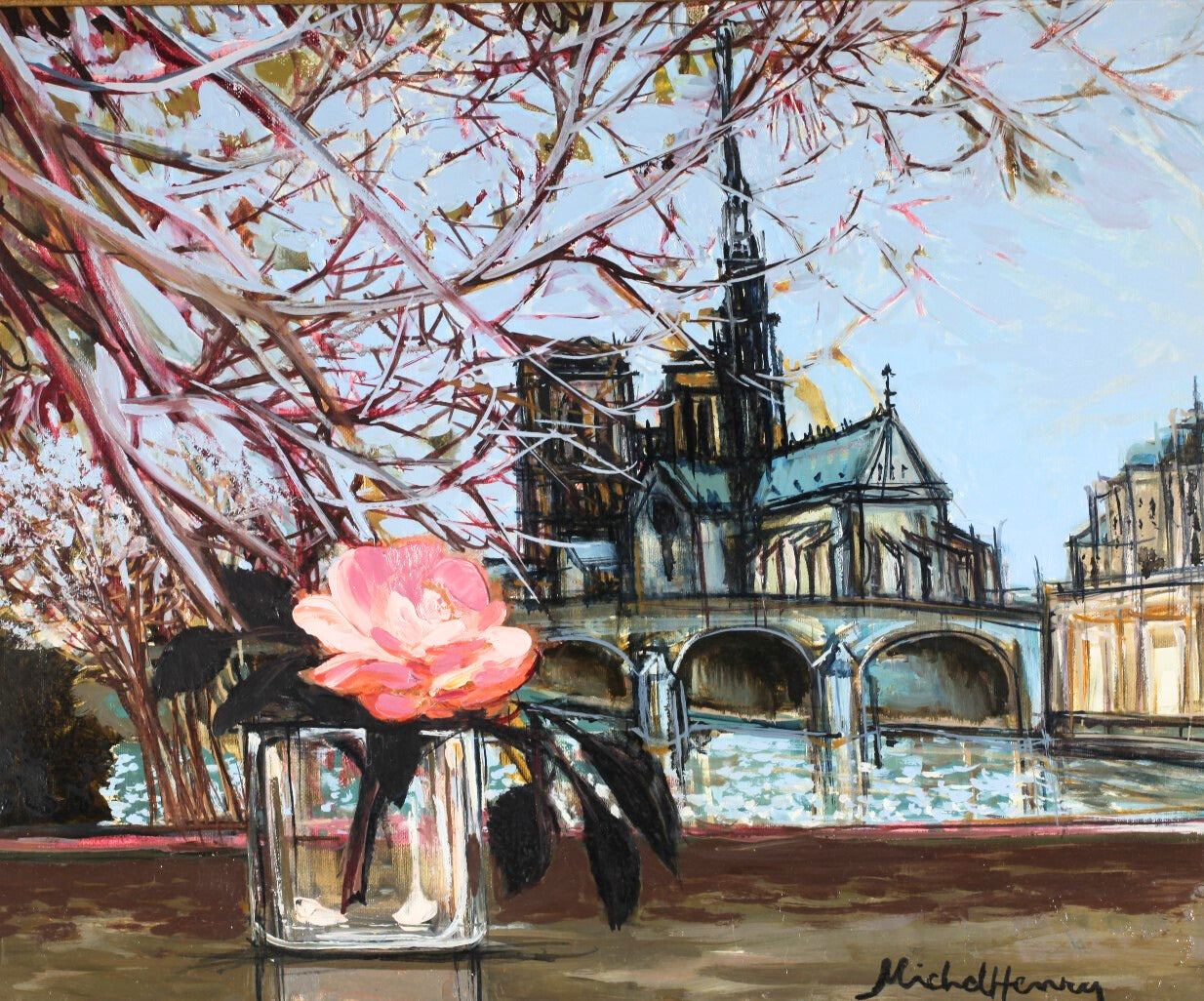 ミッシェル・アンリ 【パリのノートルダム】 油彩8号F【額付