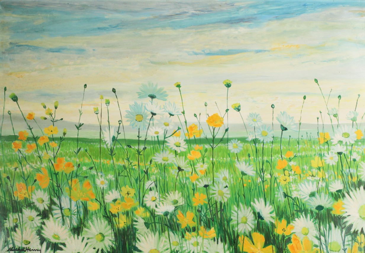 ミッシェル・アンリ <草原のマーガレット> 油彩50号