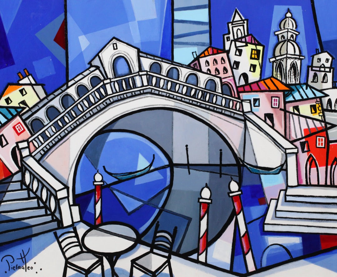 ピエルマテオ <ベニスのリアルト橋>油彩60x70cm