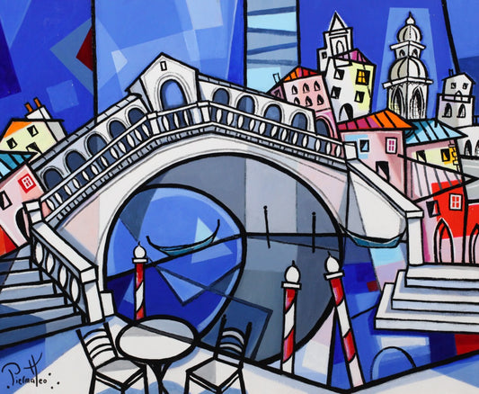 ピエルマテオ <ベニスのリアルト橋>油彩60x70cm