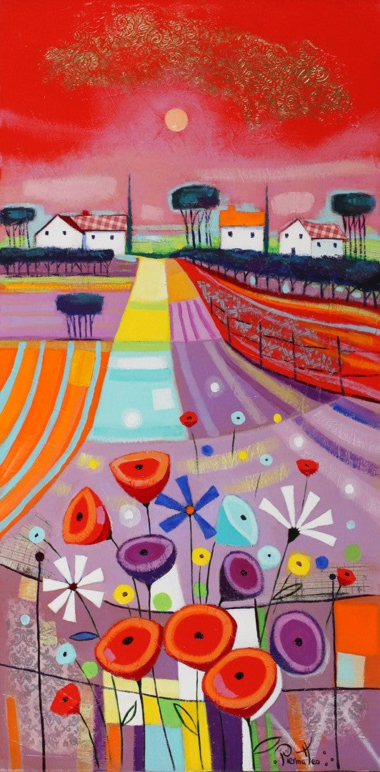 ピエルマテオ <幸福な花> 油彩80x40cm