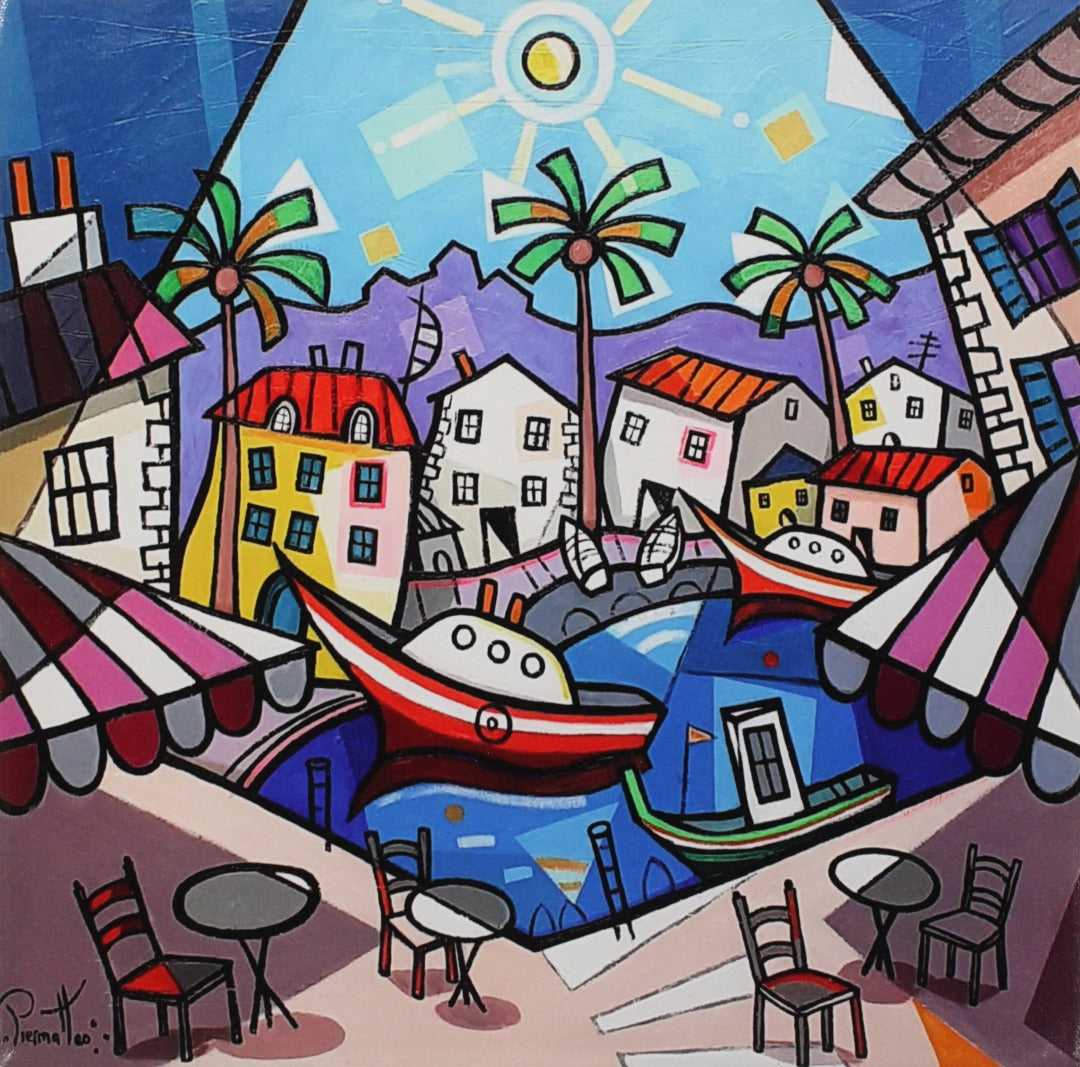 ジョゼ・ピエルマテオ <小さな港>油彩30x30cm