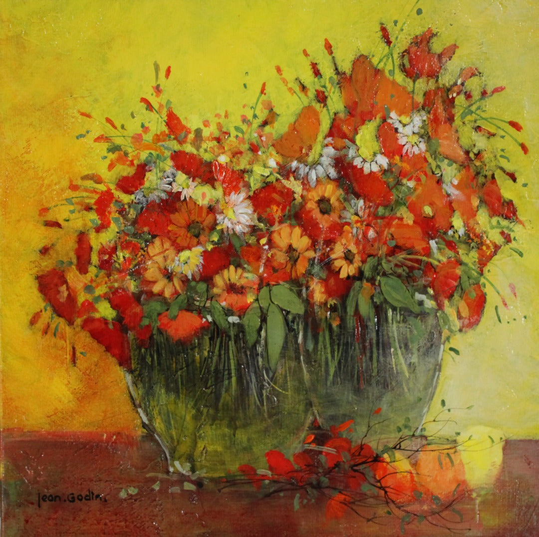 ジャン・ゴダン 【野の花】 油彩30x30㎝【額付】