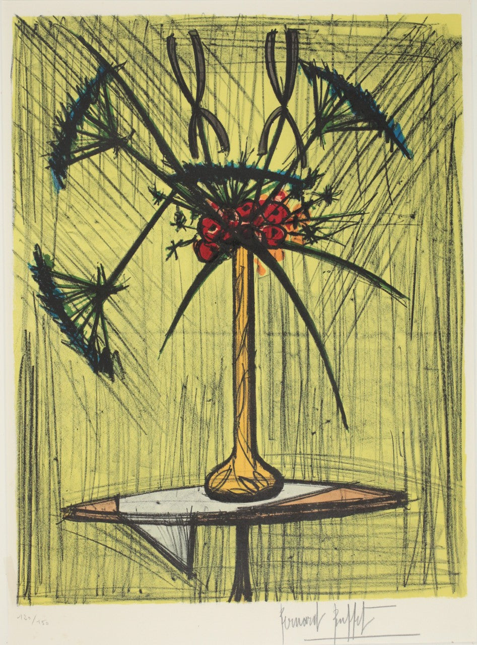 ベルナール・ビュッフェ <ガレ花瓶の花束>  オリジナルリトグラフ版画  イメージサイズ83x50cm