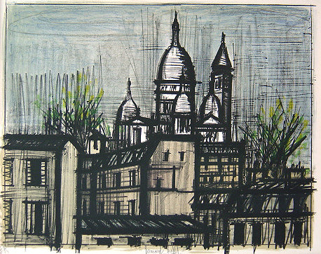 伯纳德·布菲《巴黎的圣心大教堂》,选自专辑《巴黎》 原版石版画,1962 年制作 [画框