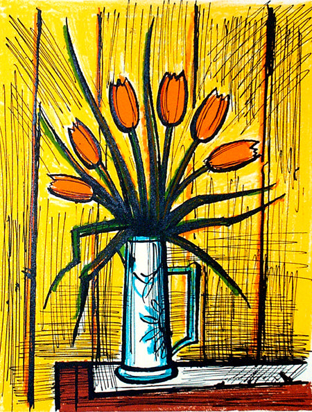 伯纳德·布菲特《郁金香》原版石版画 33x26cm