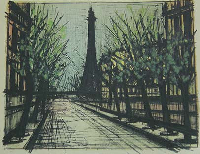 伯纳德·布菲《艾菲尔铁塔》巴黎1968年原版石版画53 x 68厘米