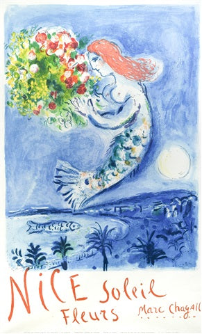 マルク・シャガール 【ニース、太陽、花】オリジナルリトグラフ版画ポスター