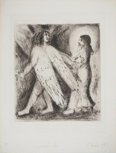 マルク・シャガール 【主に導かれる男】1939年 44x33.5cm  オリジナルエッチング 刷り込みサイン