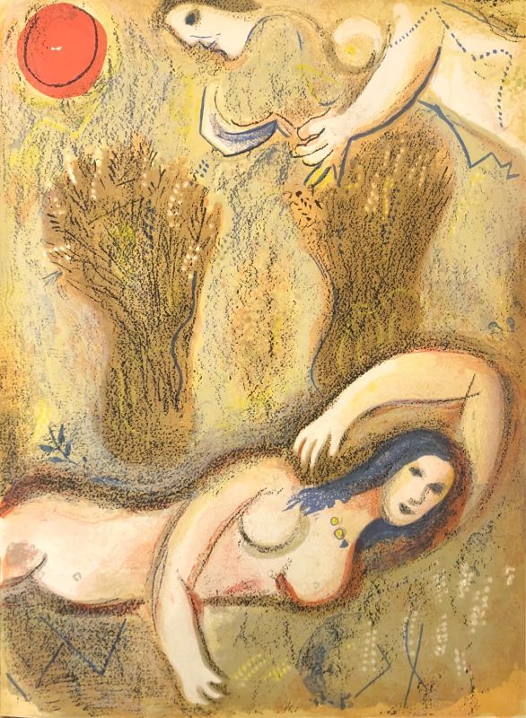マルク・シャガール バイブル【ボアズの足元に横たわるルツ】1960年 35.5x26.5cm オリジナルリトグラフ サイン無し