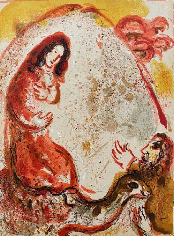 マルク・シャガール バイブル【父の偶像を盗むラケル】1960年 35.5x26.5cm オリジナルリトグラフ サイン無し