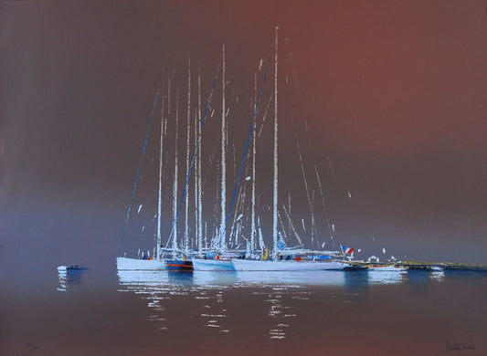 Pierre Doutreleau《帆船》原版石版画 53x74cm