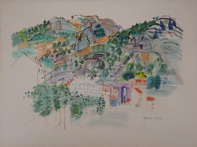Raoul Dufy "Etude for a Dress for Paul Poiret" 1910-12 38x28cm Watercolor sketch Signed with initials (copy)