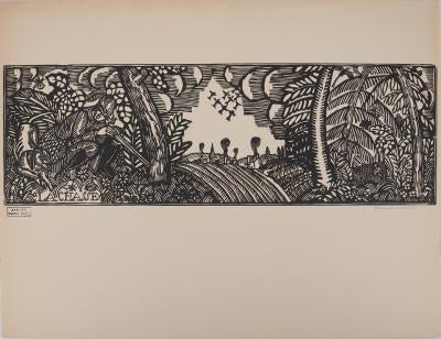 ラウル・デュフィ <狩り>1910年 50,3x65,5cm オリジナル木版画 スタジオ&タイトル刷り込みサイン