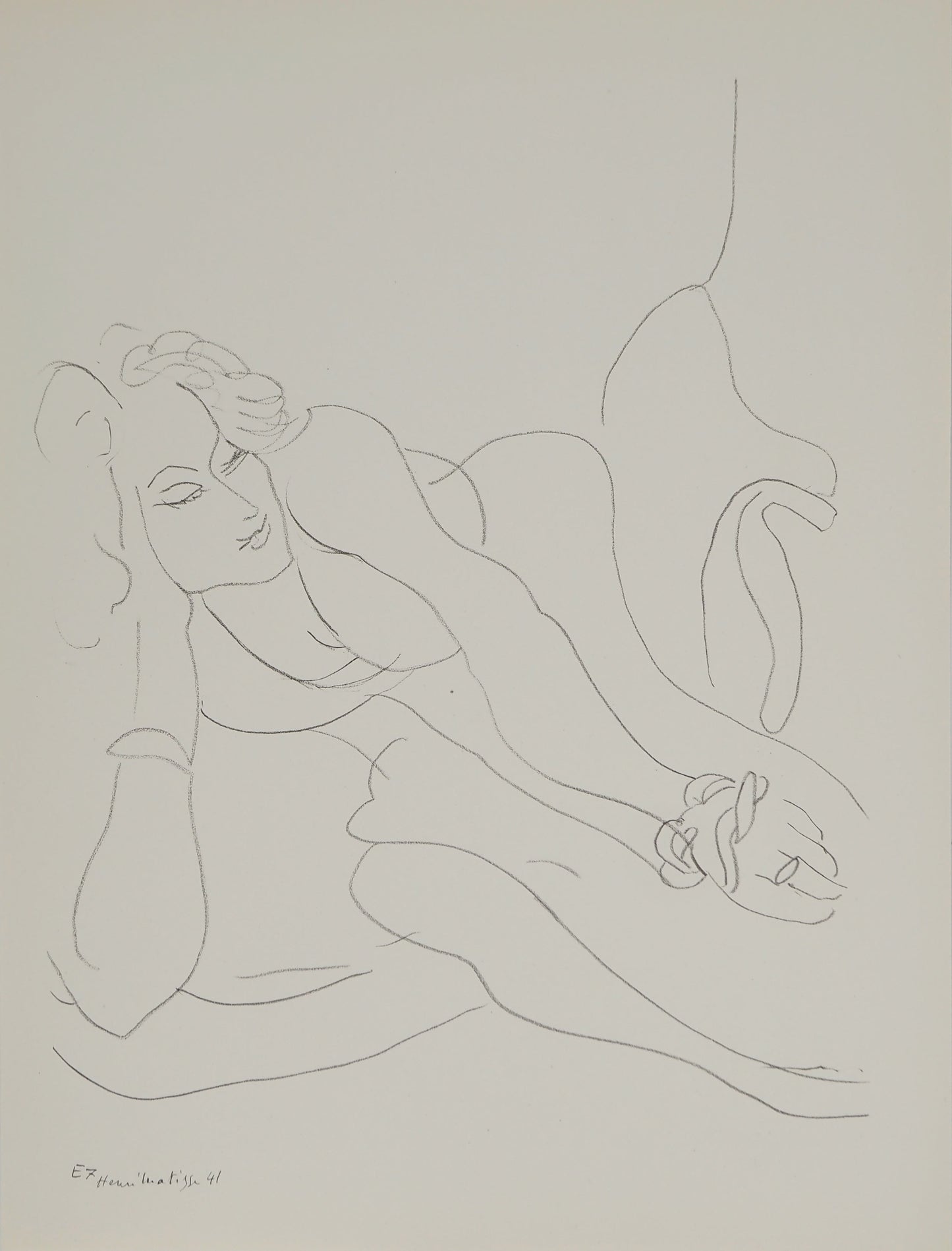 アンリ・マチス    【肘掛椅子に座る女】1943年イメージサイズ24,5x32.5cm  オリジナルリトグラフ  刷り込みサイン入り