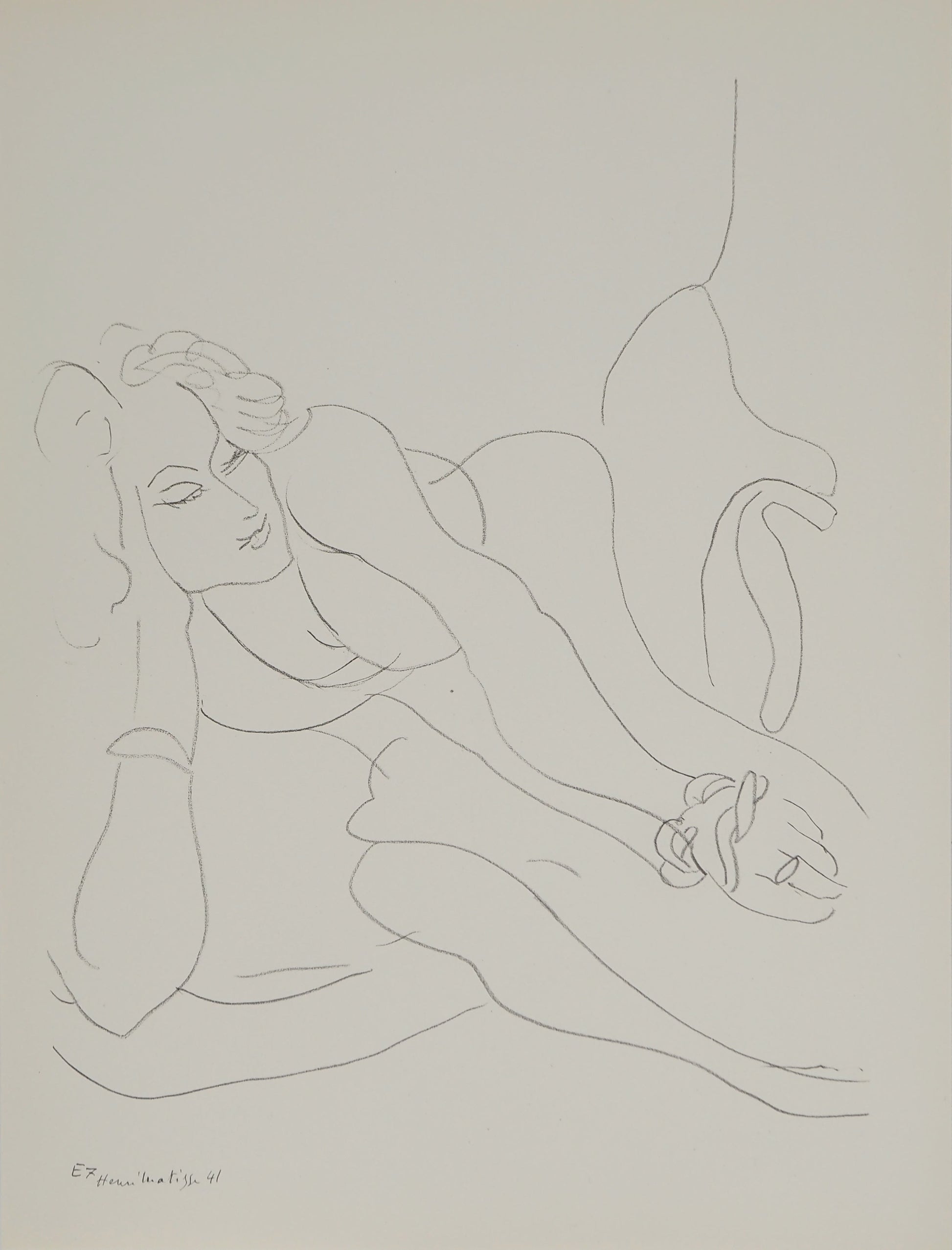 アンリ・マチス    【肘掛椅子に座る女】1943年イメージサイズ24,5x32.5cm  オリジナルリトグラフ  刷り込みサイン入り