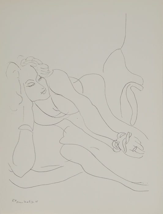 アンリ・マチス    【肘掛椅子に座る女】1943年イメージサイズ24,5x32.5cm  オリジナルリトグラフ  刷り込みサイン入り