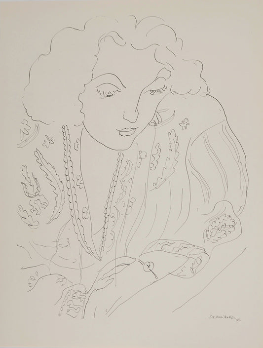 アンリ・マチス    【時計を見る女】1943年イメージサイズ24,5x32.5cm  オリジナルリトグラフ  刷り込みサイン入り