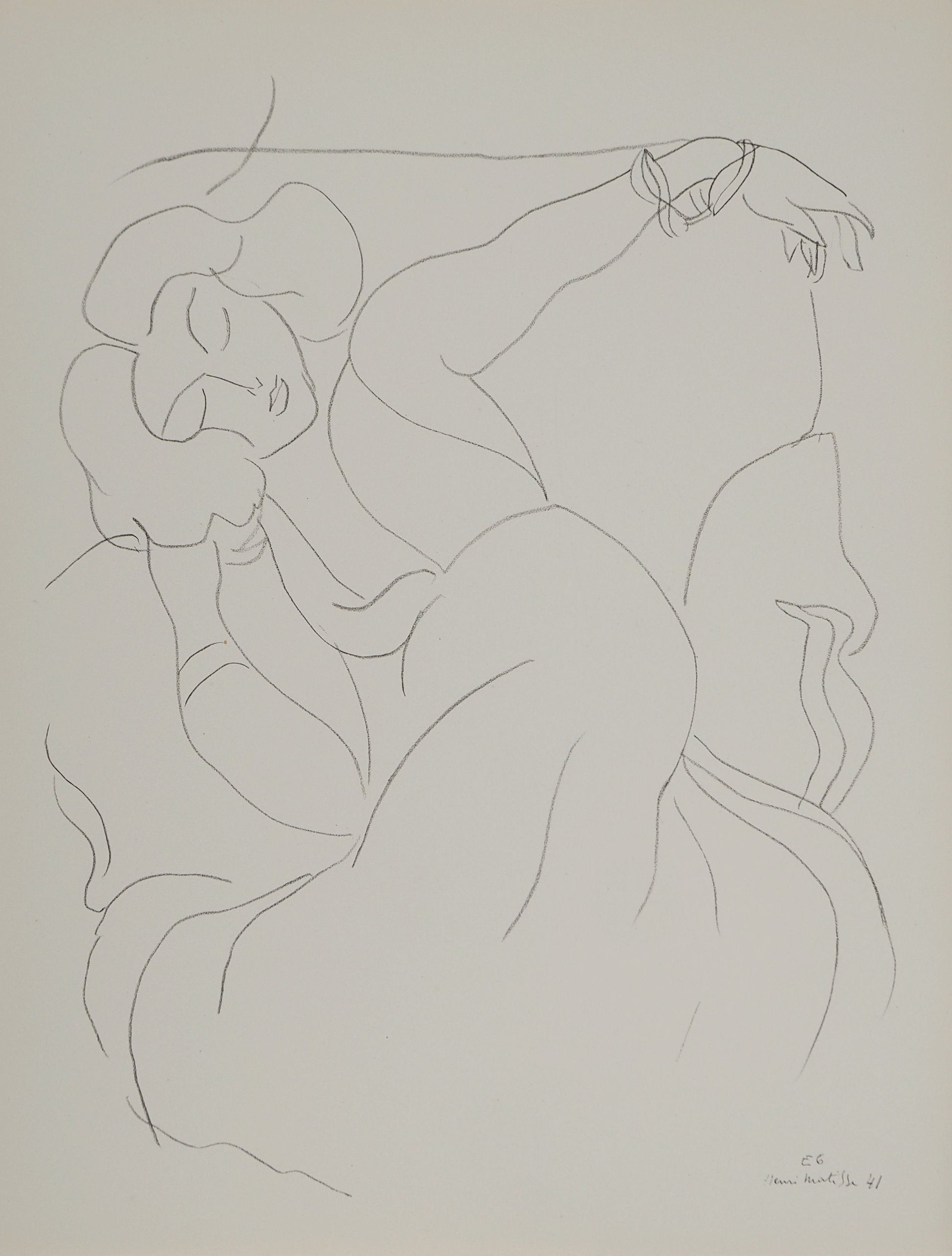 アンリ・マチス    【眠るモデル】1943年イメージサイズ24,5x32.5cm  オリジナルリトグラフ  刷り込みサイン入り