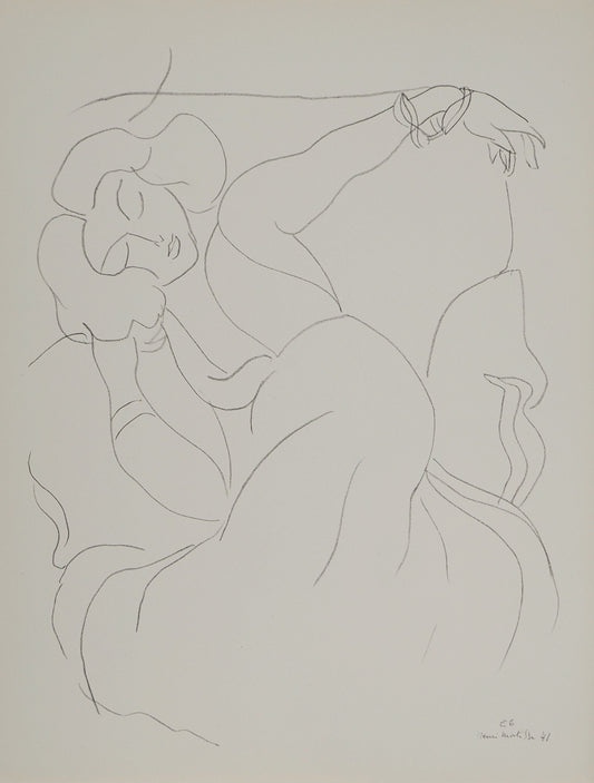 アンリ・マチス    【眠るモデル】1943年イメージサイズ24,5x32.5cm  オリジナルリトグラフ  刷り込みサイン入り