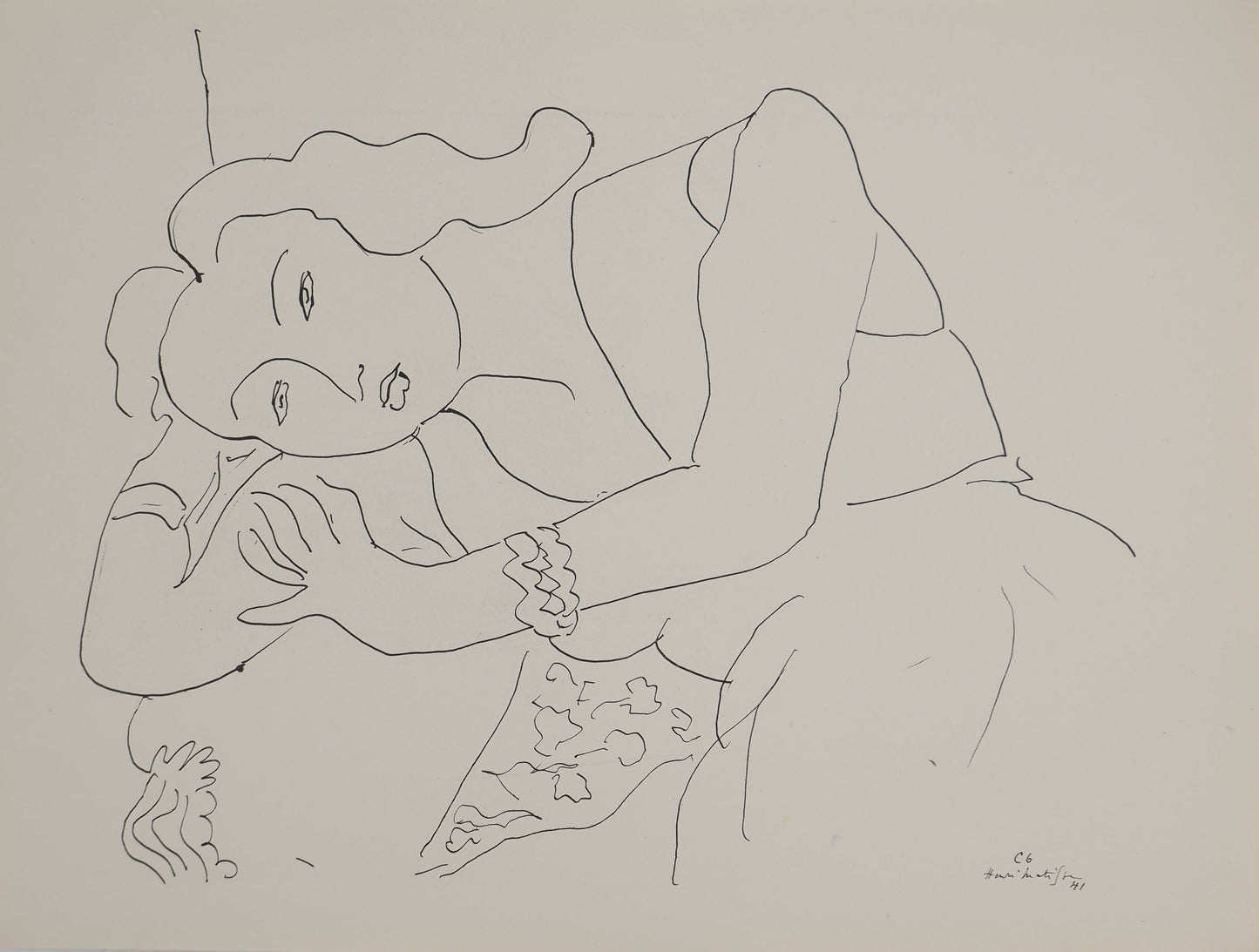 アンリ・マチス    【アンニュな女】1943年イメージサイズ24,5x32.5cm  オリジナルリトグラフ  刷り込みサイン入り