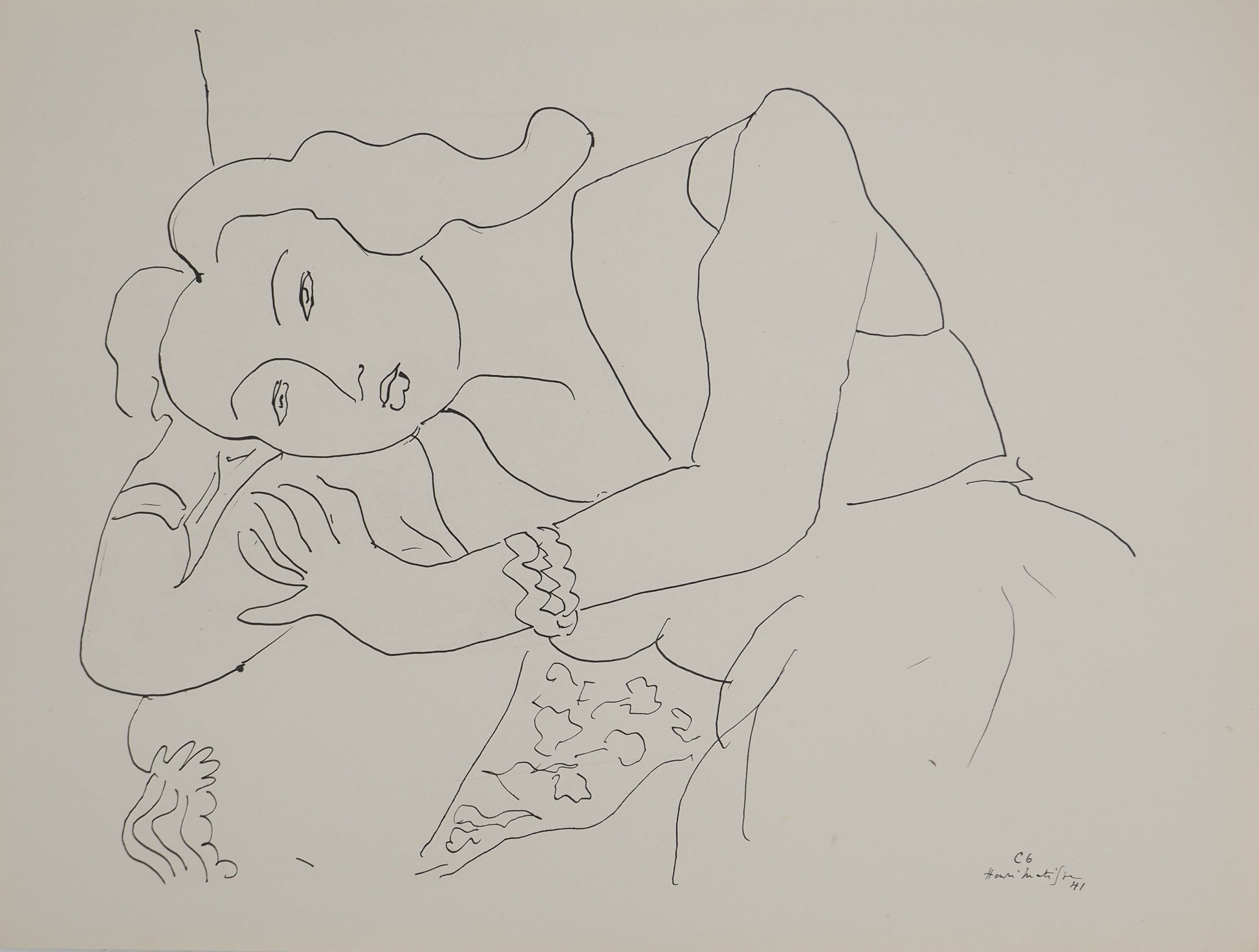 アンリ・マチス    【アンニュな女】1943年イメージサイズ24,5x32.5cm  オリジナルリトグラフ  刷り込みサイン入り