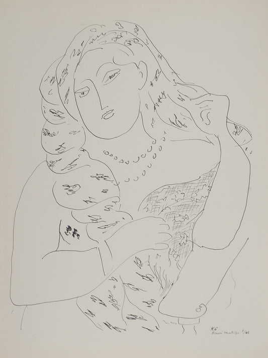 アンリ・マチス    【スカーフで魅了する女】1943年イメージサイズ24,5x32.5cm  オリジナルリトグラフ  刷り込みサイン入り