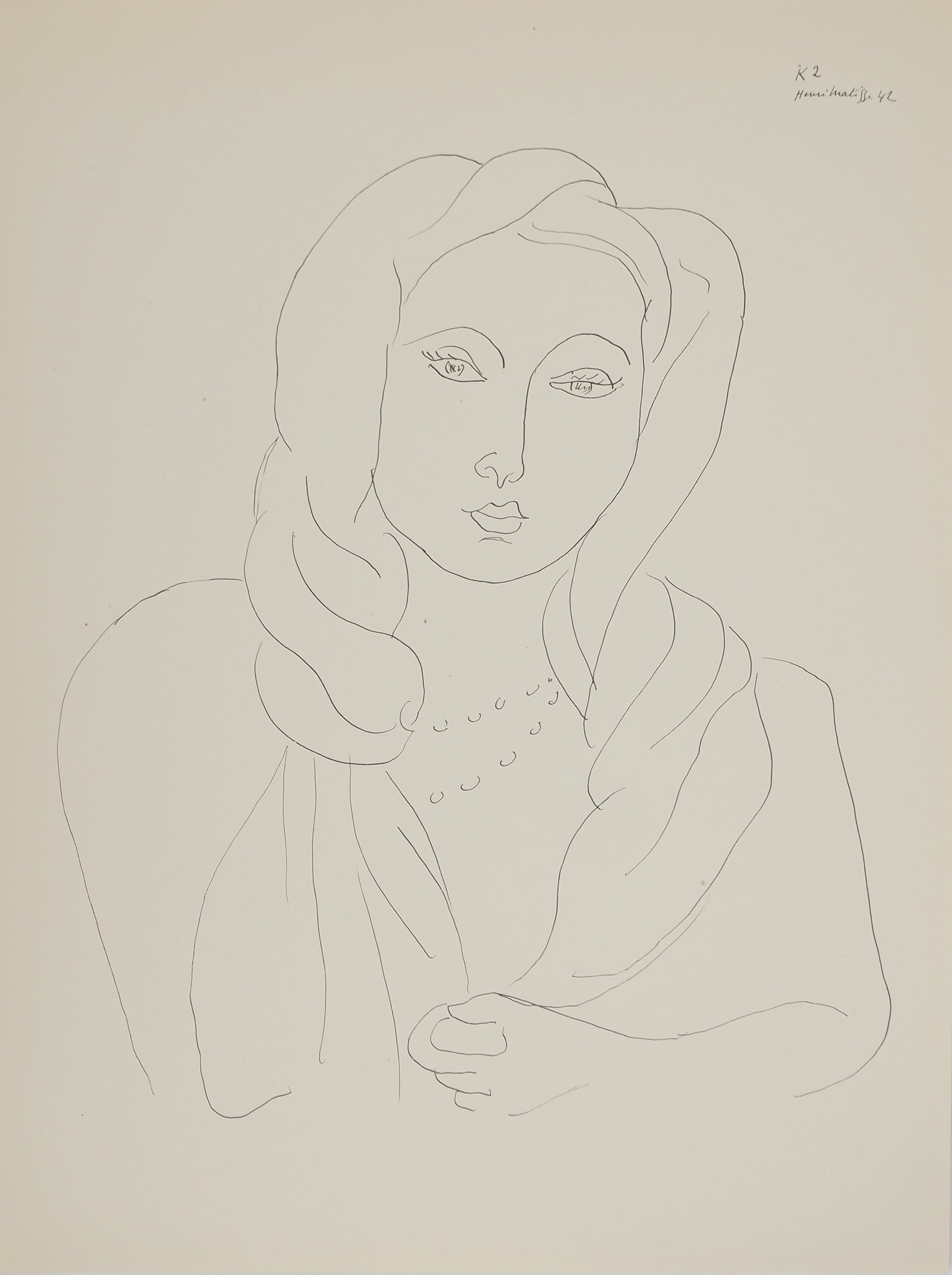 アンリ・マチス    【ターバンを巻いたポートレート】1943年イメージサイズ24,5x32.5cm  オリジナルリトグラフ  刷り込みサイン入り