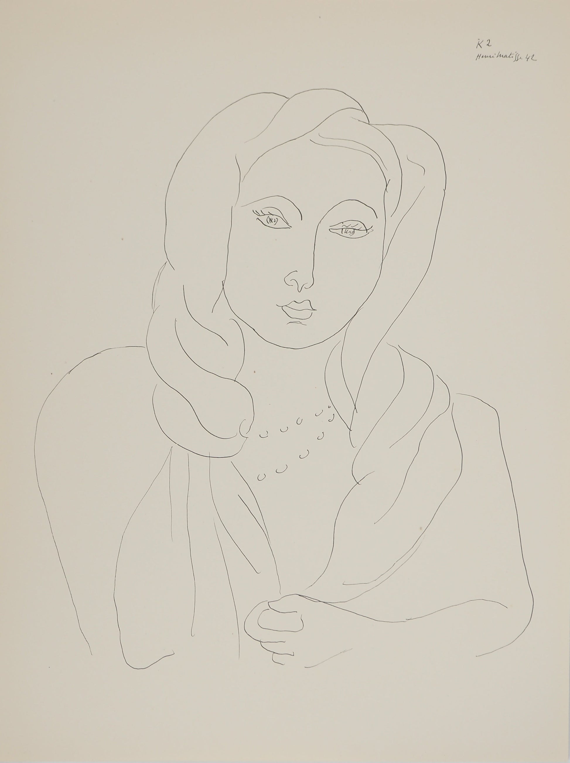 アンリ・マチス    【ターバンを巻いたポートレート】1943年イメージサイズ24,5x32.5cm  オリジナルリトグラフ  刷り込みサイン入り