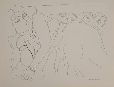 アンリ・マチス    【ソファーの若い女】1943年イメージサイズ24,5x32.5cm  オリジナルリトグラフ  刷り込みサイン入り