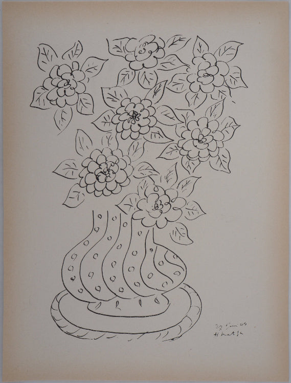 アンリ・マチス    【花束】1943年イメージサイズ24,5x32.5cm  オリジナルリトグラフ  刷り込みサイン入り
