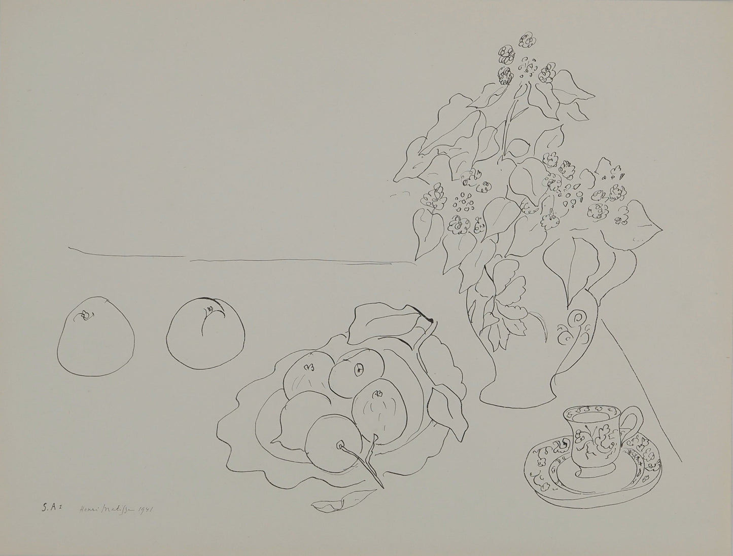 アンリ・マチス    【果実のある静物画】1943年イメージサイズ24,5x32.5cm  オリジナルリトグラフ  刷り込みサイン入り