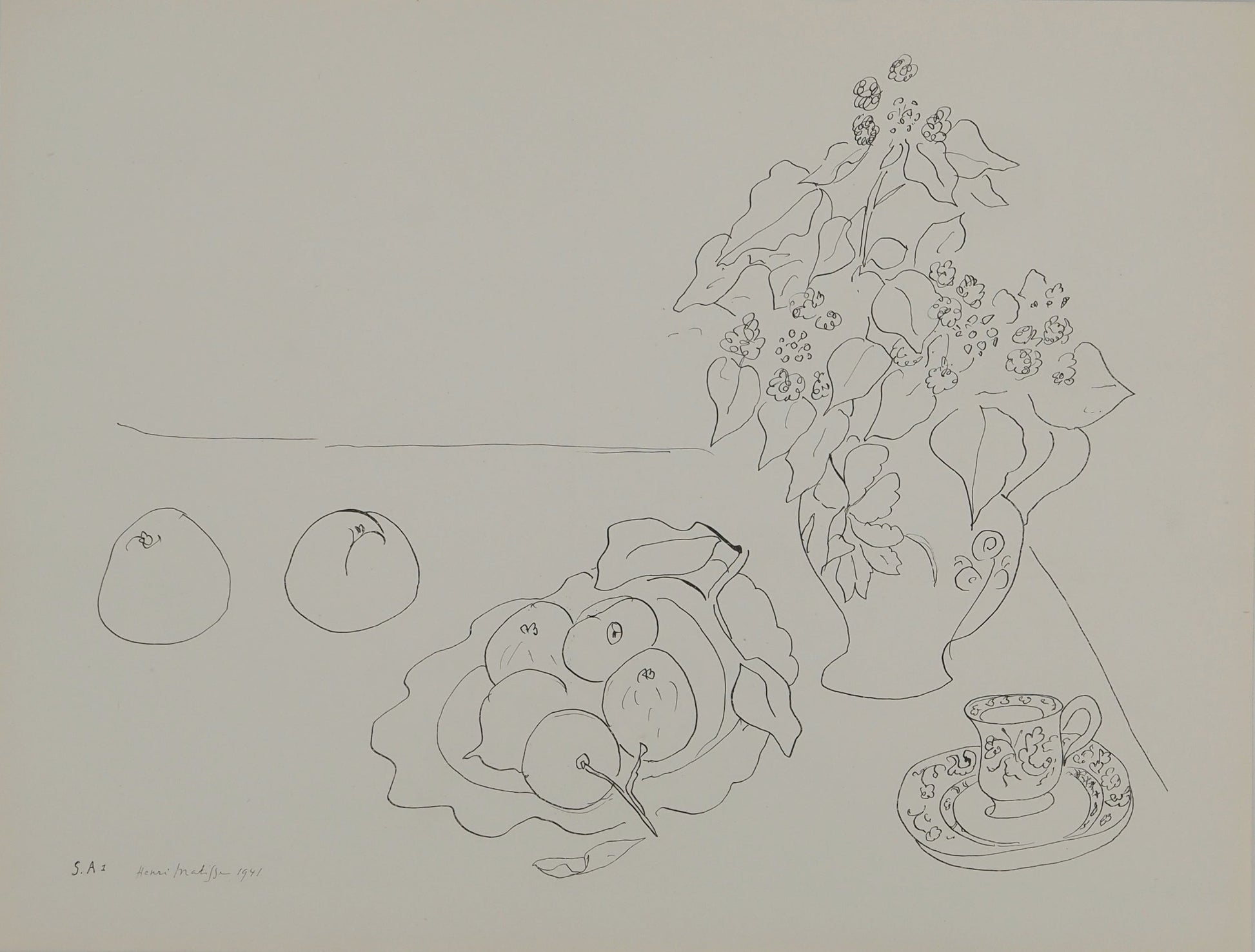 アンリ・マチス    【果実のある静物画】1943年イメージサイズ24,5x32.5cm  オリジナルリトグラフ  刷り込みサイン入り