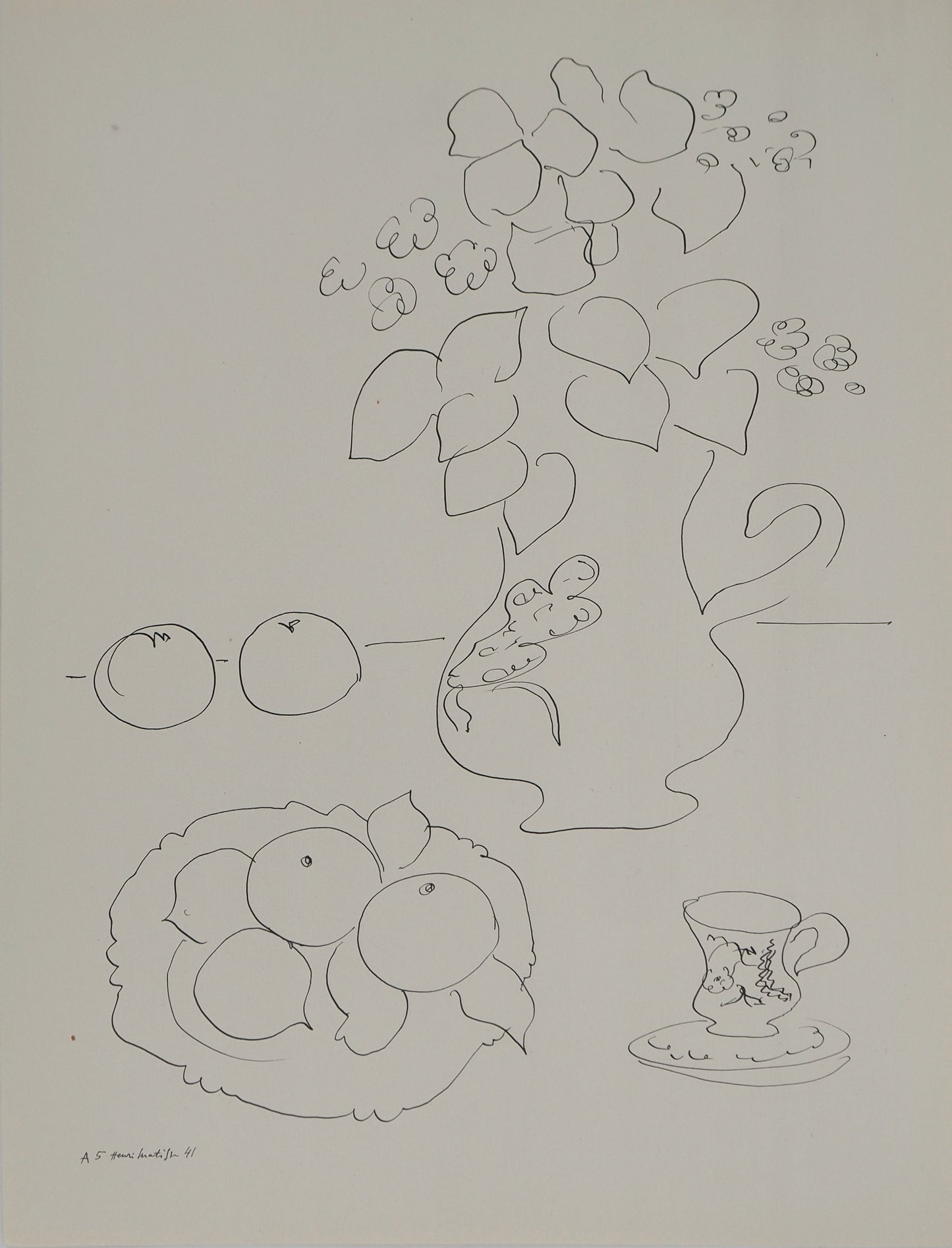 アンリ・マチス    【果実のある静物画】1943年イメージサイズ24,5x32.5cm  オリジナルリトグラフ  刷り込みサイン入り