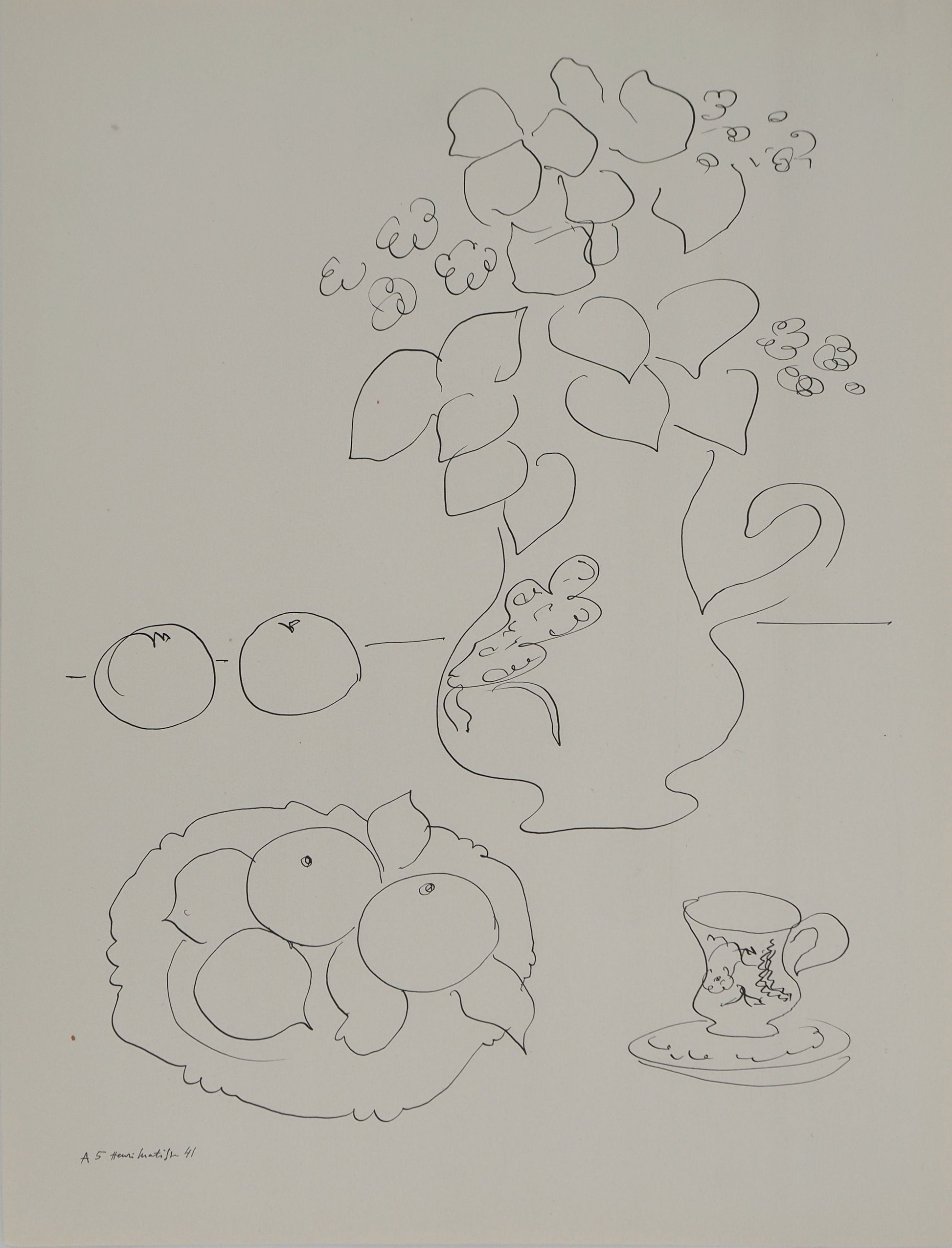 アンリ・マチス    【果実のある静物画】1943年イメージサイズ24,5x32.5cm  オリジナルリトグラフ  刷り込みサイン入り