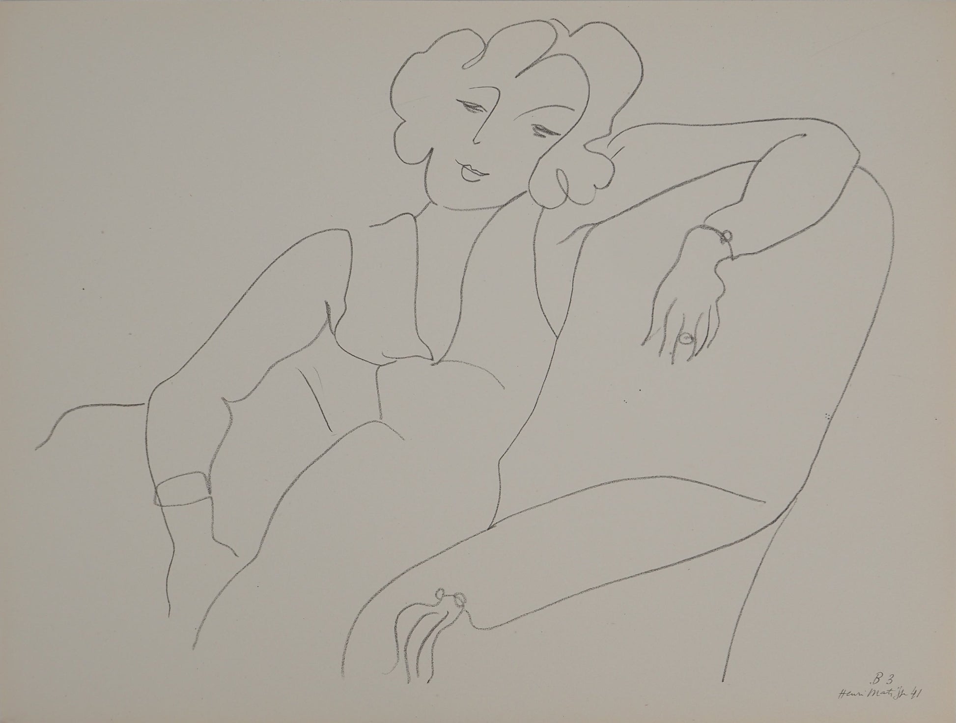 アンリ・マチス    【ソファーでくつろぐ女性】1943年イメージサイズ24,5x32.5cm  オリジナルリトグラフ  刷り込みサイン入り