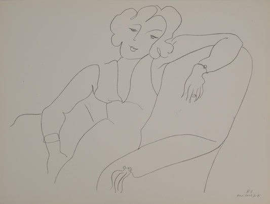 アンリ・マチス    【ソファーでくつろぐ女性】1943年イメージサイズ24,5x32.5cm  オリジナルリトグラフ  刷り込みサイン入り
