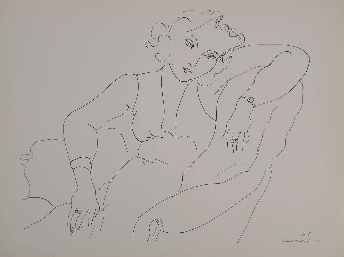 アンリ・マチス    【ポーズをとる女性】1943年イメージサイズ24,5x32.5cm  オリジナルリトグラフ  刷り込みサイン入り