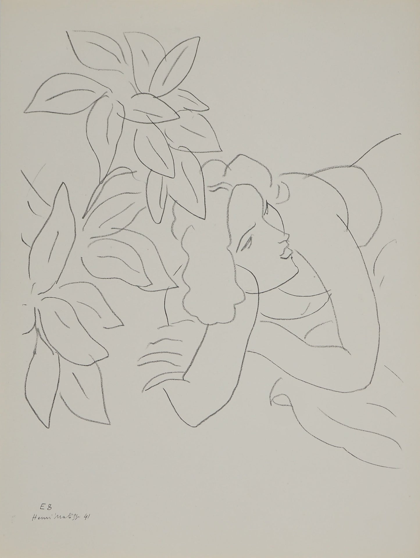 アンリ・マチス    【葉陰のシエスト】1943年イメージサイズ24,5x32.5cm  オリジナルリトグラフ  刷り込みサイン入り