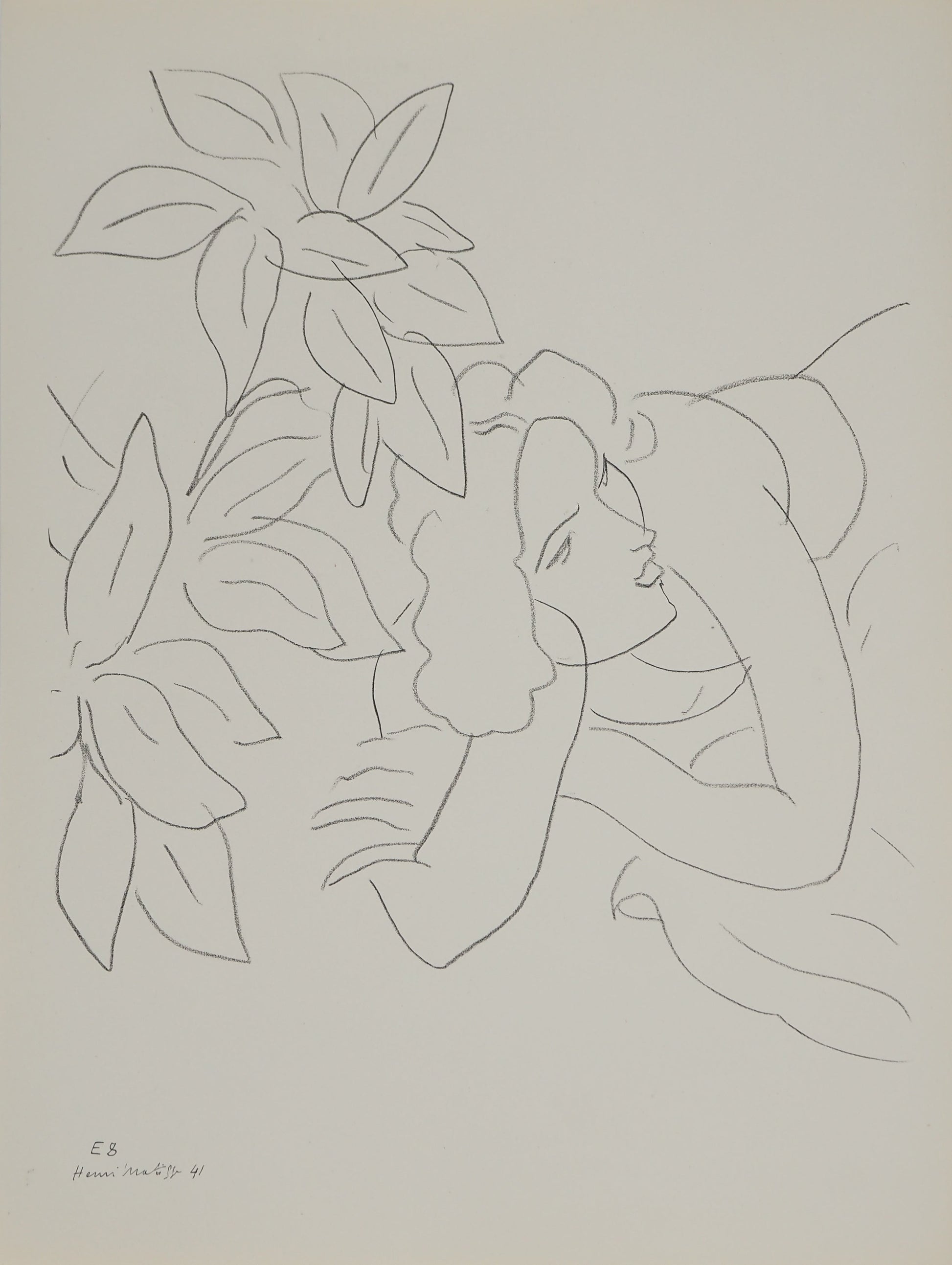 アンリ・マチス    【葉陰のシエスト】1943年イメージサイズ24,5x32.5cm  オリジナルリトグラフ  刷り込みサイン入り