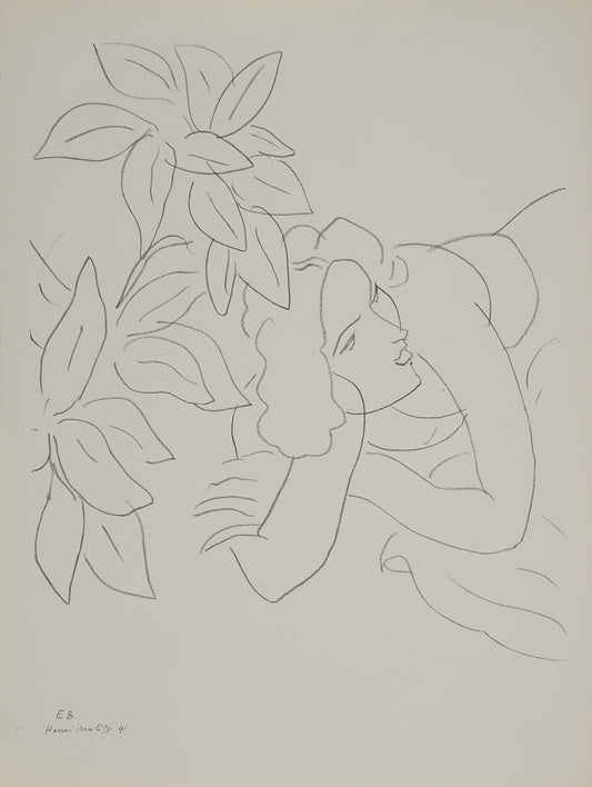 アンリ・マチス    【葉陰のシエスト】1943年イメージサイズ24,5x32.5cm  オリジナルリトグラフ  刷り込みサイン入り