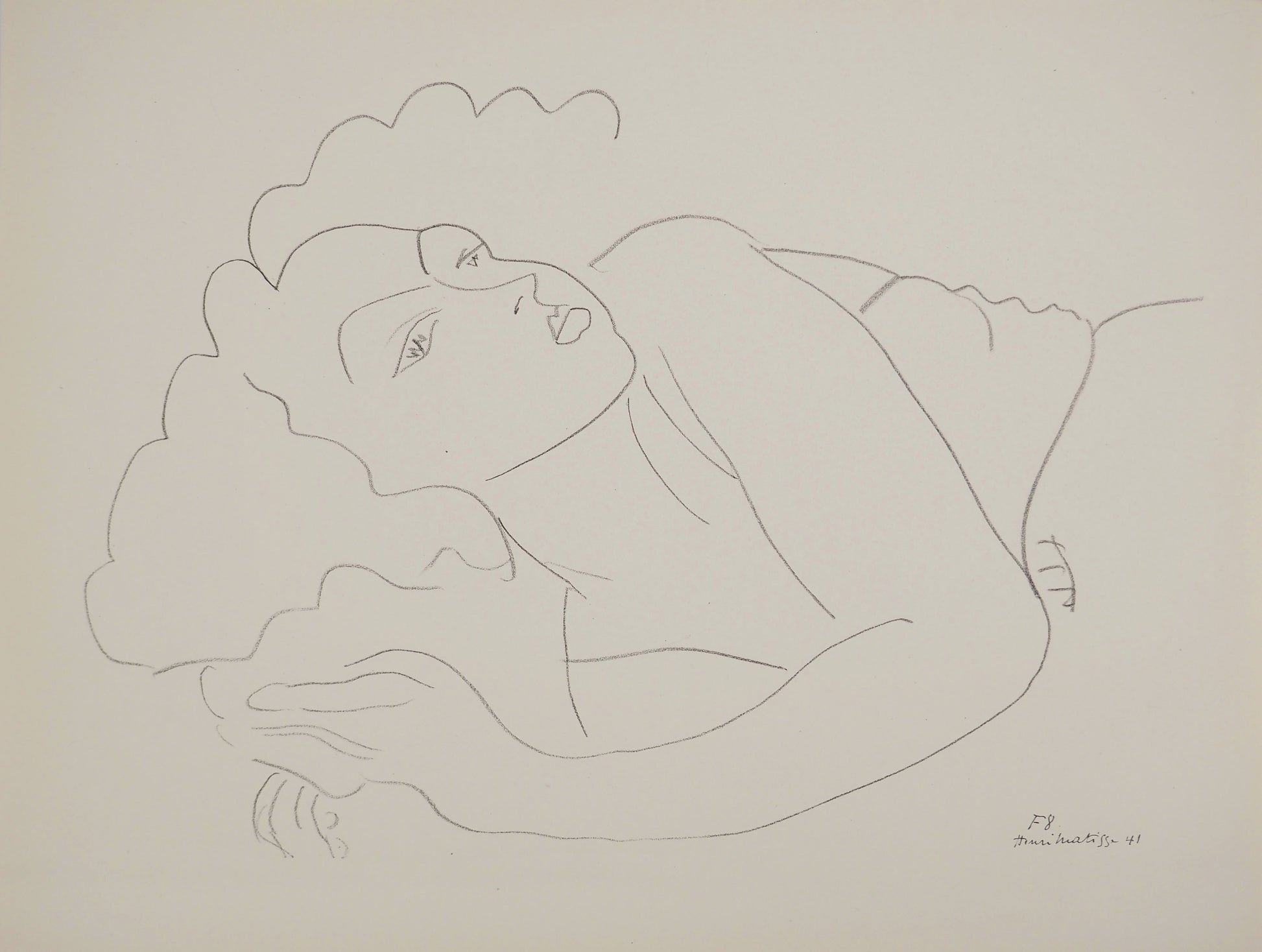 アンリ・マチス    【ソファに横たわる女性】1943年イメージサイズ24,5x32.5cm  オリジナルリトグラフ  刷り込みサイン入り