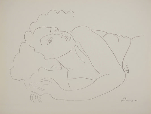 アンリ・マチス    【ソファに横たわる女性】1943年イメージサイズ24,5x32.5cm  オリジナルリトグラフ  刷り込みサイン入り