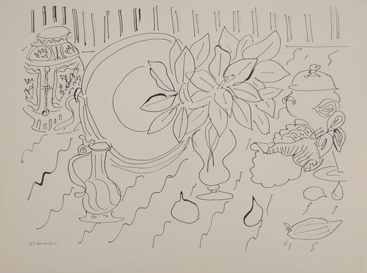 アンリ・マチス    【花弁のある静物画】1943年イメージサイズ24,5x32.5cm  オリジナルリトグラフ  刷り込みサイン入り