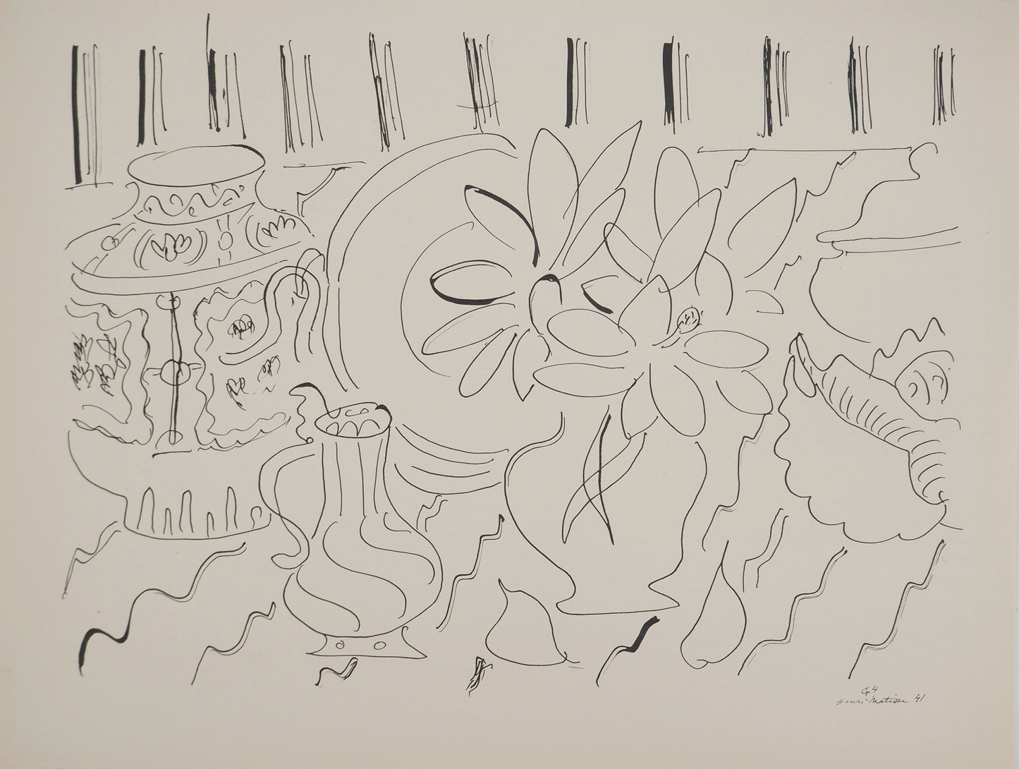 アンリ・マチス    【雛菊の花瓶】1943年イメージサイズ24,5x32.5cm  オリジナルリトグラフ  刷り込みサイン入り