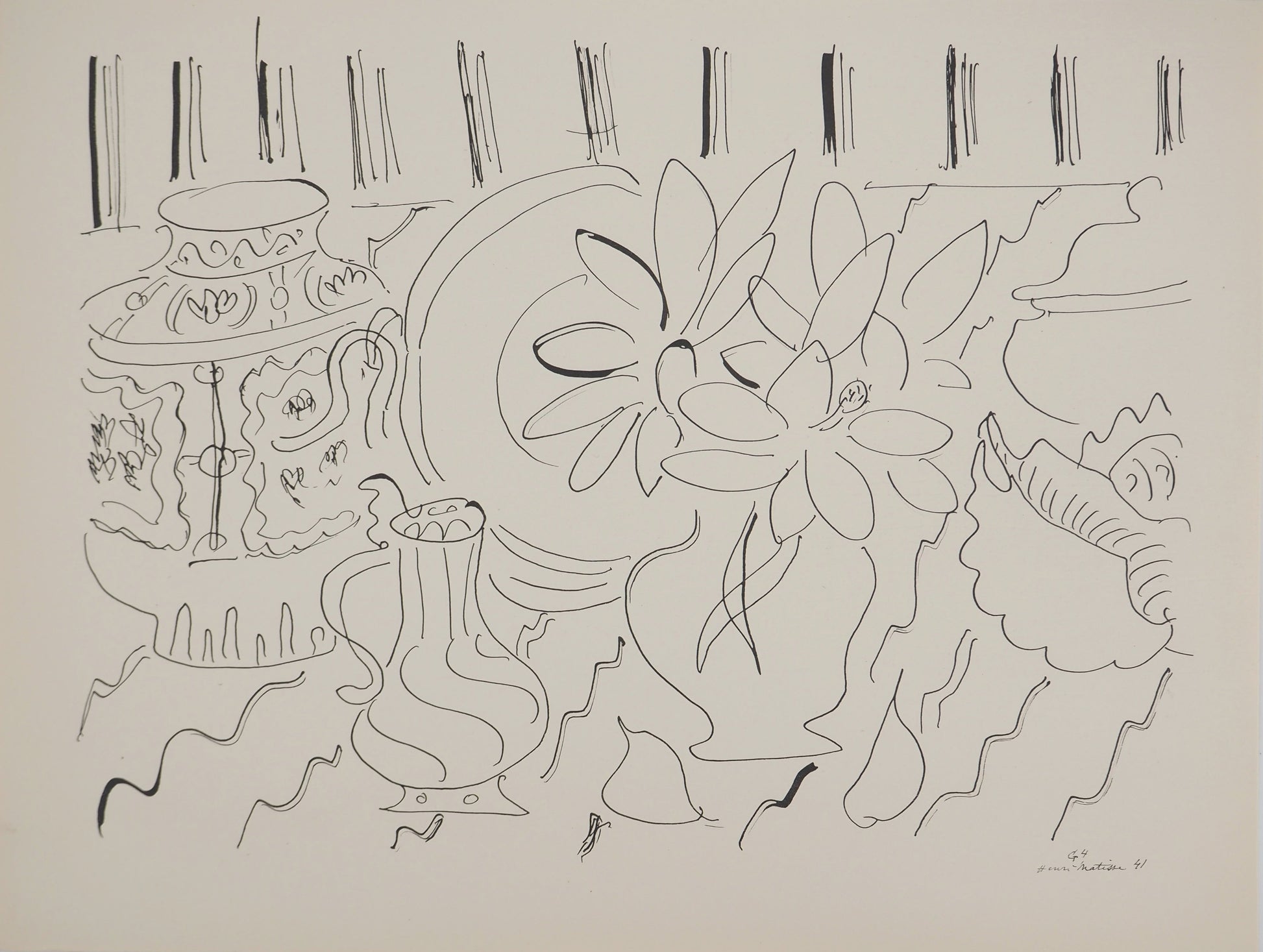 アンリ・マチス    【雛菊の花瓶】1943年イメージサイズ24,5x32.5cm  オリジナルリトグラフ  刷り込みサイン入り