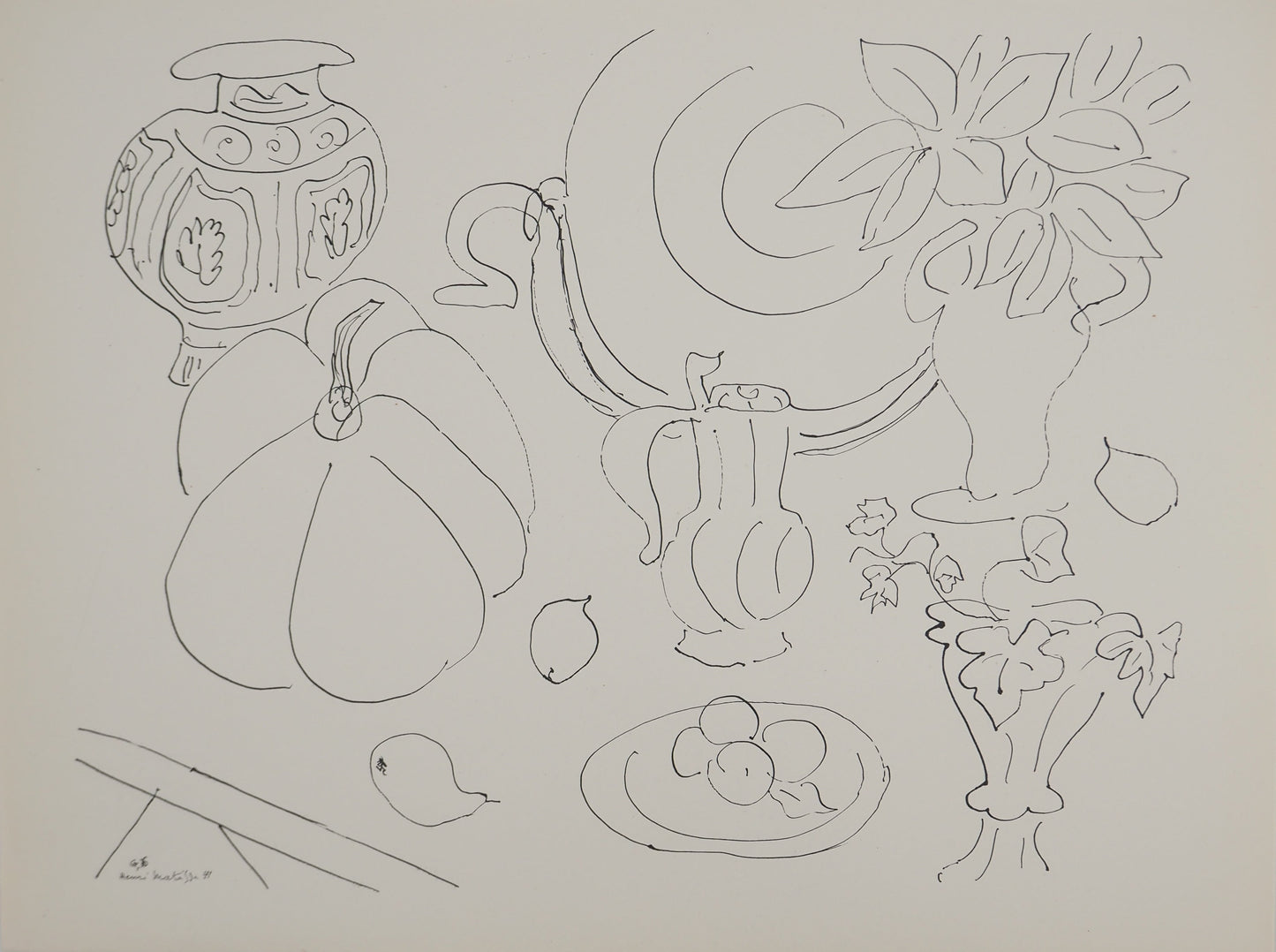 アンリ・マチス    【梨のある静物画】1943年イメージサイズ24,5x32.5cm  オリジナルリトグラフ  刷り込みサイン入り