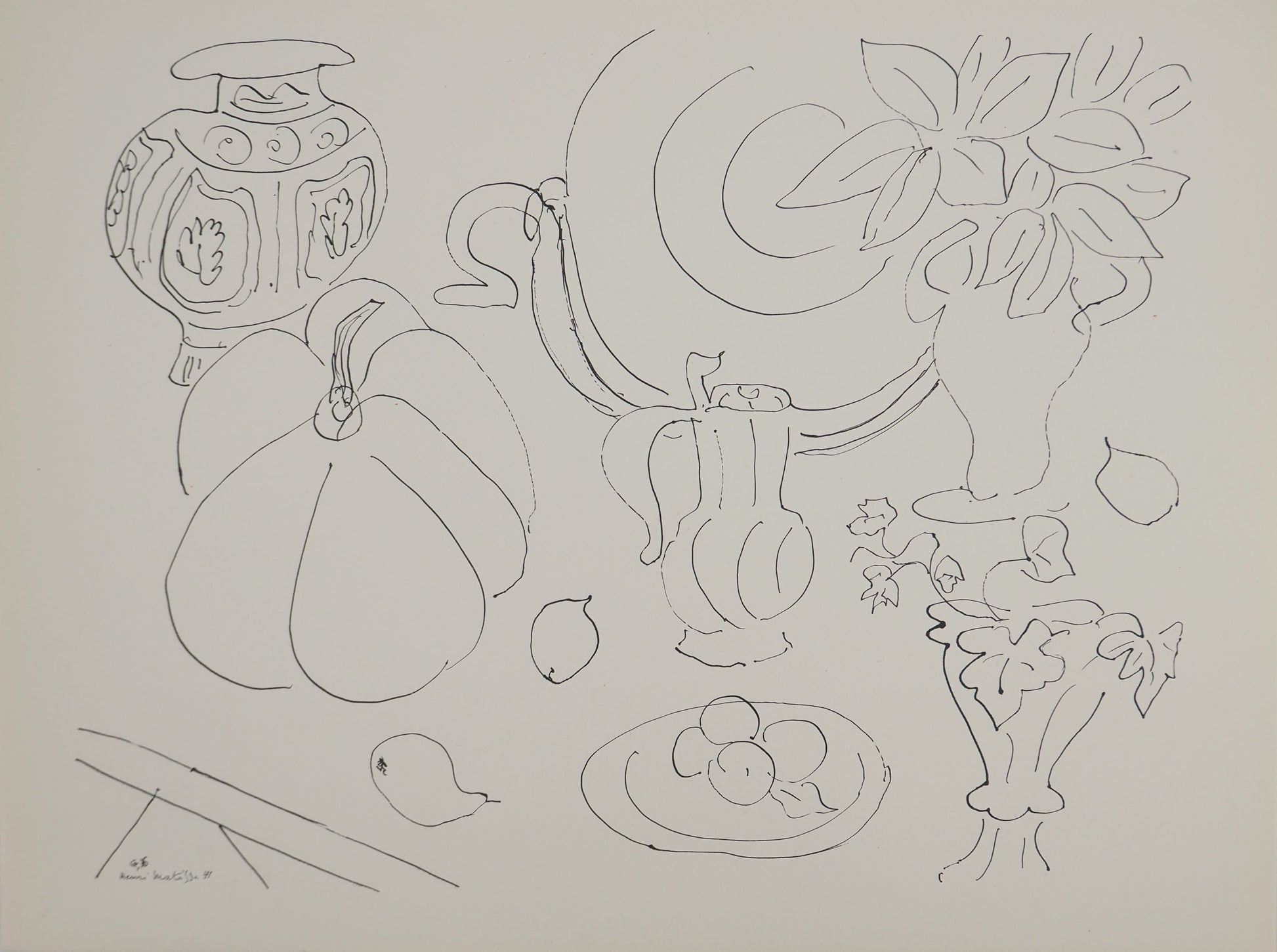 アンリ・マチス    【梨のある静物画】1943年イメージサイズ24,5x32.5cm  オリジナルリトグラフ  刷り込みサイン入り