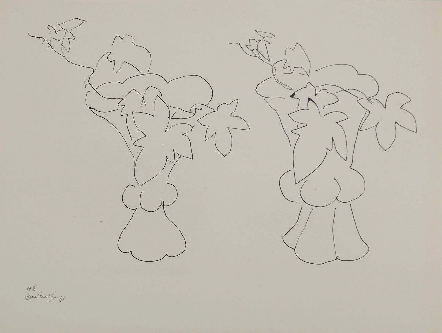 アンリ・マチス    【花瓶のブーケ】1943年イメージサイズ24,5x32.5cm  オリジナルリトグラフ  刷り込みサイン入り