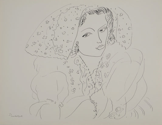 アンリ・マチス    【ベール姿の若い花嫁】1943年イメージサイズ24,5x32.5cm  オリジナルリトグラフ  刷り込みサイン入り
